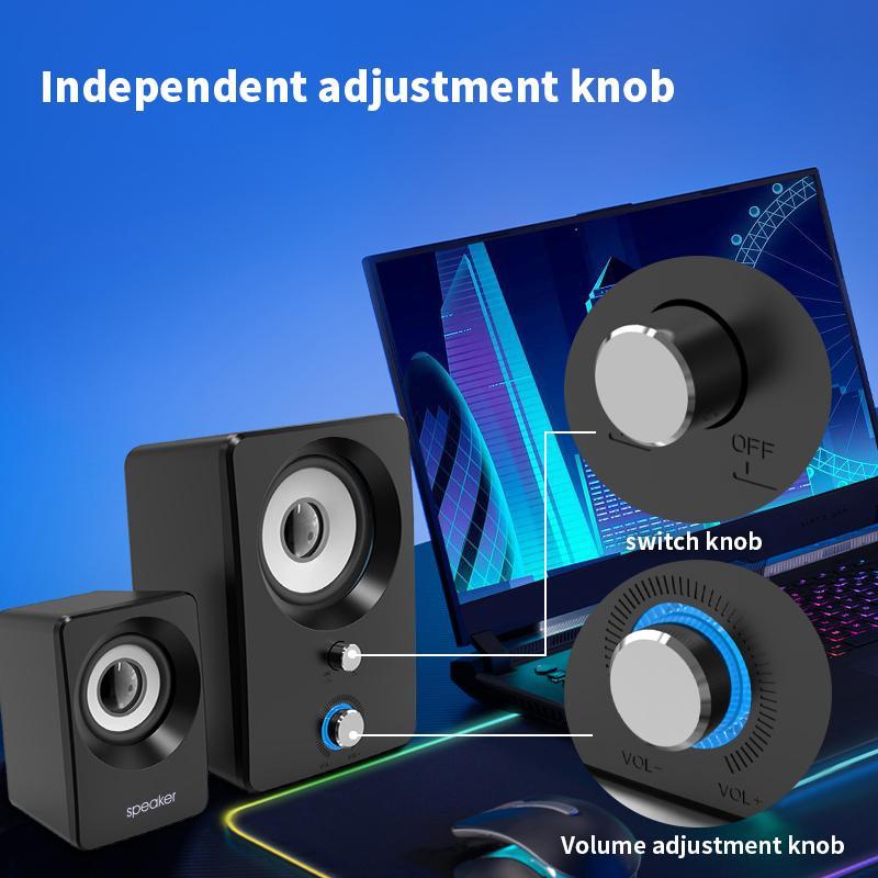 3 In 1 Wired Speaker, 1 Count 360 Degree Surround Sound Speaker with Subwoofer, Multimedia Laptop PC Computer Speaker for Home, Computer Office - 3
